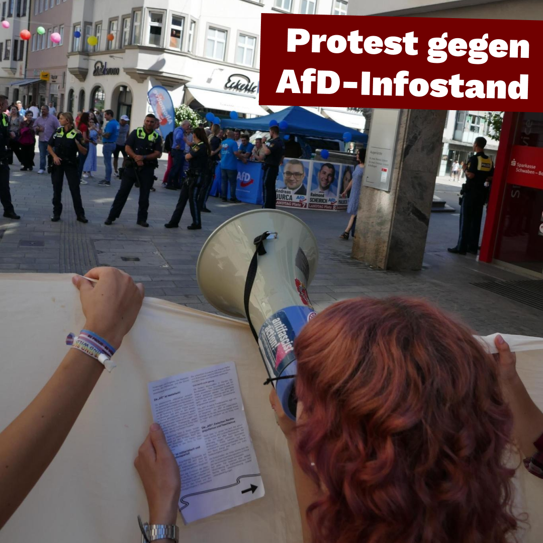 Kämpferischer Protest gegen AfD-Wahlkampfstand in der Augsburger Innenstadt